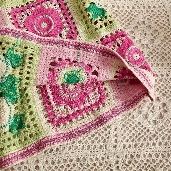 Crochet Knit Cut Out Sleeveless Spaghetti Strap Summer Patchwork Mini Dress - Picture 9 of 12